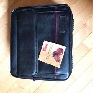 Targus Learher Laptop Bag Black Lined Shoulder Strap Notebook Case Travel Bag